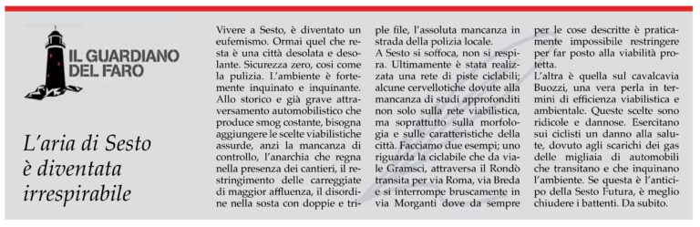 IL GUARDIANO DEL FARO: L’aria di Sesto è diventata irrespirabile